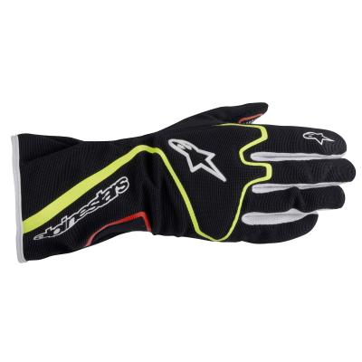 Negro/amarillo de los guantes de Kart de la raza de la tecnología 1-K de Alpinestars