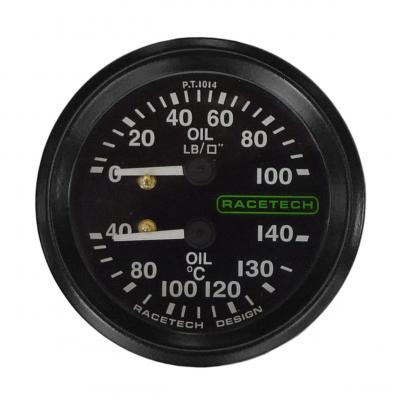 Presión de aceite Racetech / Temperatura del aceite Doble indicador 12 pies Capilar