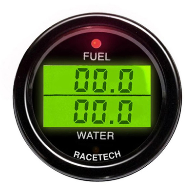 Medidor doble de presión de combustible y temperatura del agua de Racetech