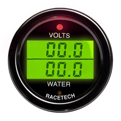 Medidor doble de temperatura del agua y voltios de Racetech