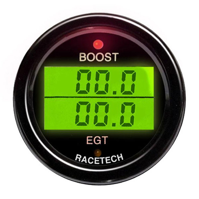 Indicador doble de temperatura de gases de escape (EGT) y turbocompresor de Racetech