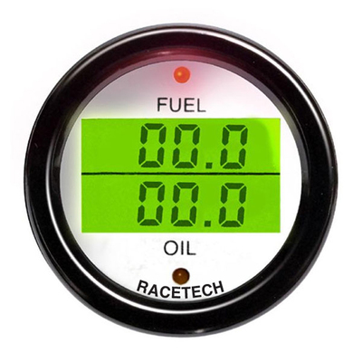 Medidor doble de presión de combustible y temperatura del aceite de Racetech